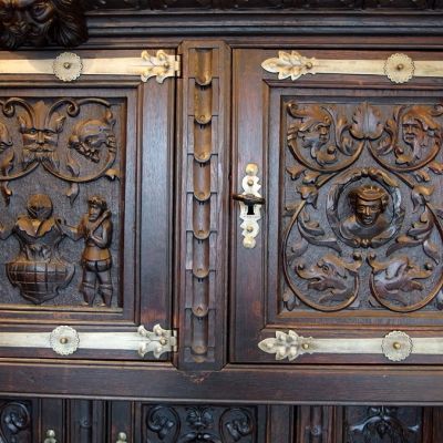 Renaissance-Aufsatzmöbel-Schrank-2-Teilig-Eiche-geschnitzt-6