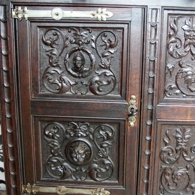 Renaissance-Aufsatzmöbel-Schrank-2-Teilig-Eiche-geschnitzt-7